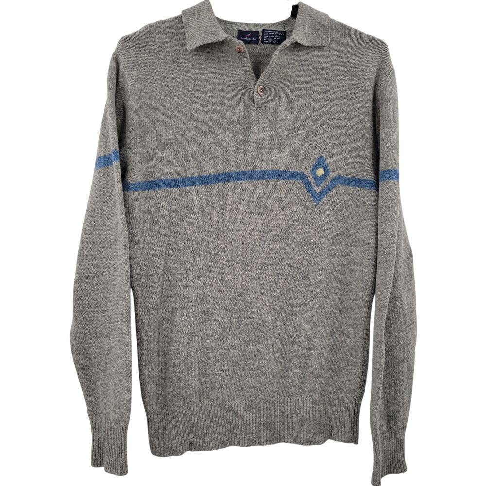 Daniel Hechter sweater gray and blue 100% lambswool size L